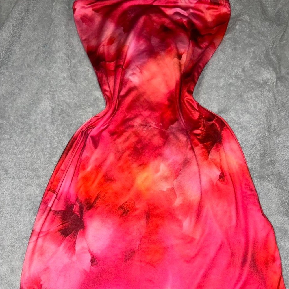 Windsor Vibrant Red and Pink Tube Mini Dress